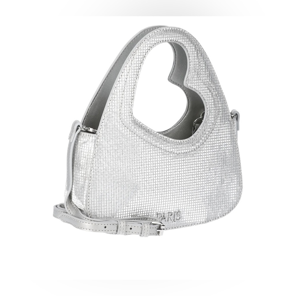 Paris Hilton Women's Heartbreaker Top Handle Bag with Crossbody Strap (Silver)